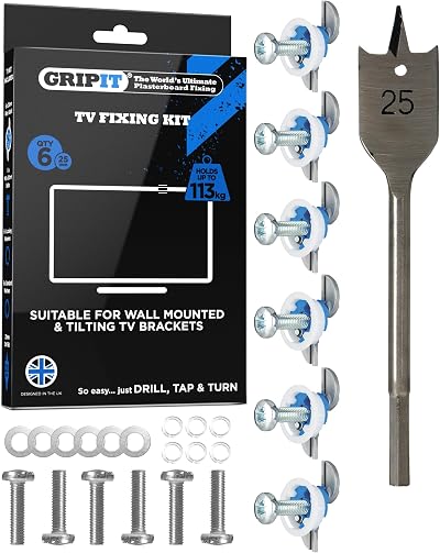 Gripit Blue Heavy-Duty Plasterboard Fixings 6 Pack TV Mounting UK Designed 113kg