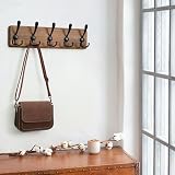 WEBI Wood Coat Rack Wall Mounted 15 Hooks 5 Triple Hooks Rustic Brown 44cm view 5