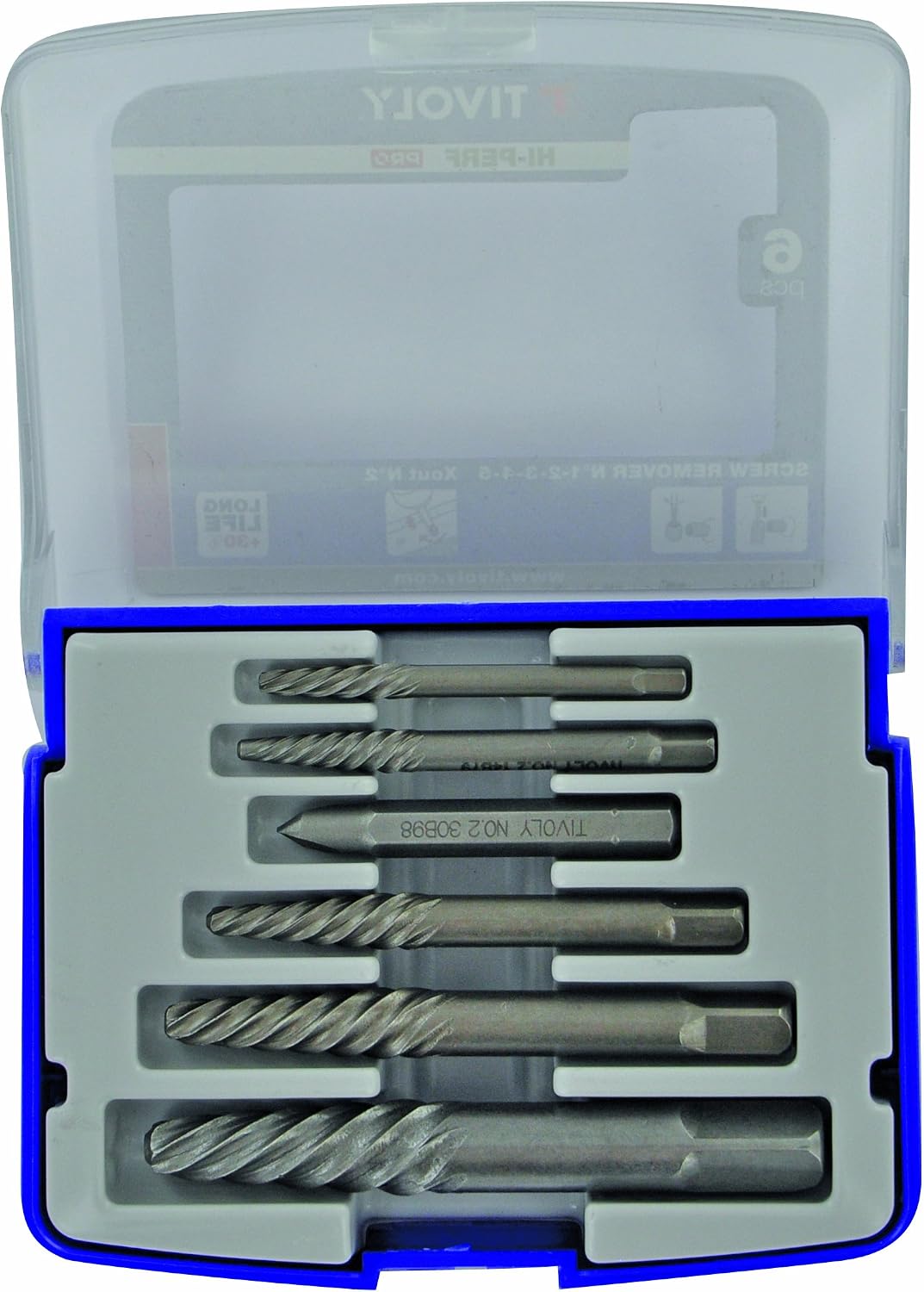 TIVOLY - Damaged Screw Extractor Set - 5 HCS Extractors: N1-N2-N3-N4-N5 + 1 X-Out N2 - For Extraction of M4 to M18 Screws and Studs - Image 4