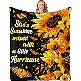 Sunflower Throw Blanket 50"x60" - Soft Fleece Blankets for Women, Sunflower Gifts for Christmas Valentines Day Mothers Day, Flower Butterfly Yellow Large Thick Blanket on Birthday, Holiday Decor