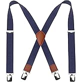 JEMYGINS Mens Suspender with Very Strong Metal Clips 3.8cm Wide Heavy Duty Suspender
