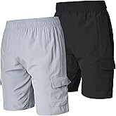 Ultra Performance Men's Nylon Cargo Short's 2 Pack Mens Golf & Hiking Stretch Shorts with Pockets Quick Dry Short for Men