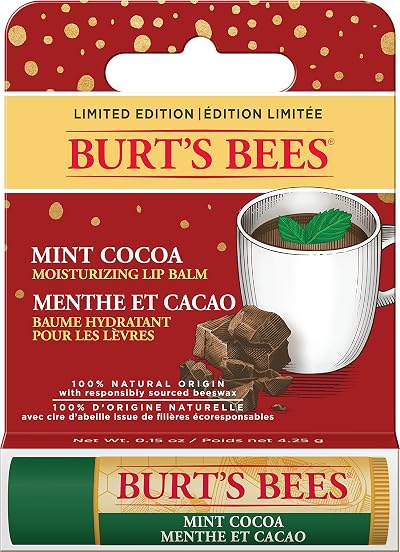 Burt's Bees Mint Cocoa 100% Natural Lip Balm 0.15 oz Tube