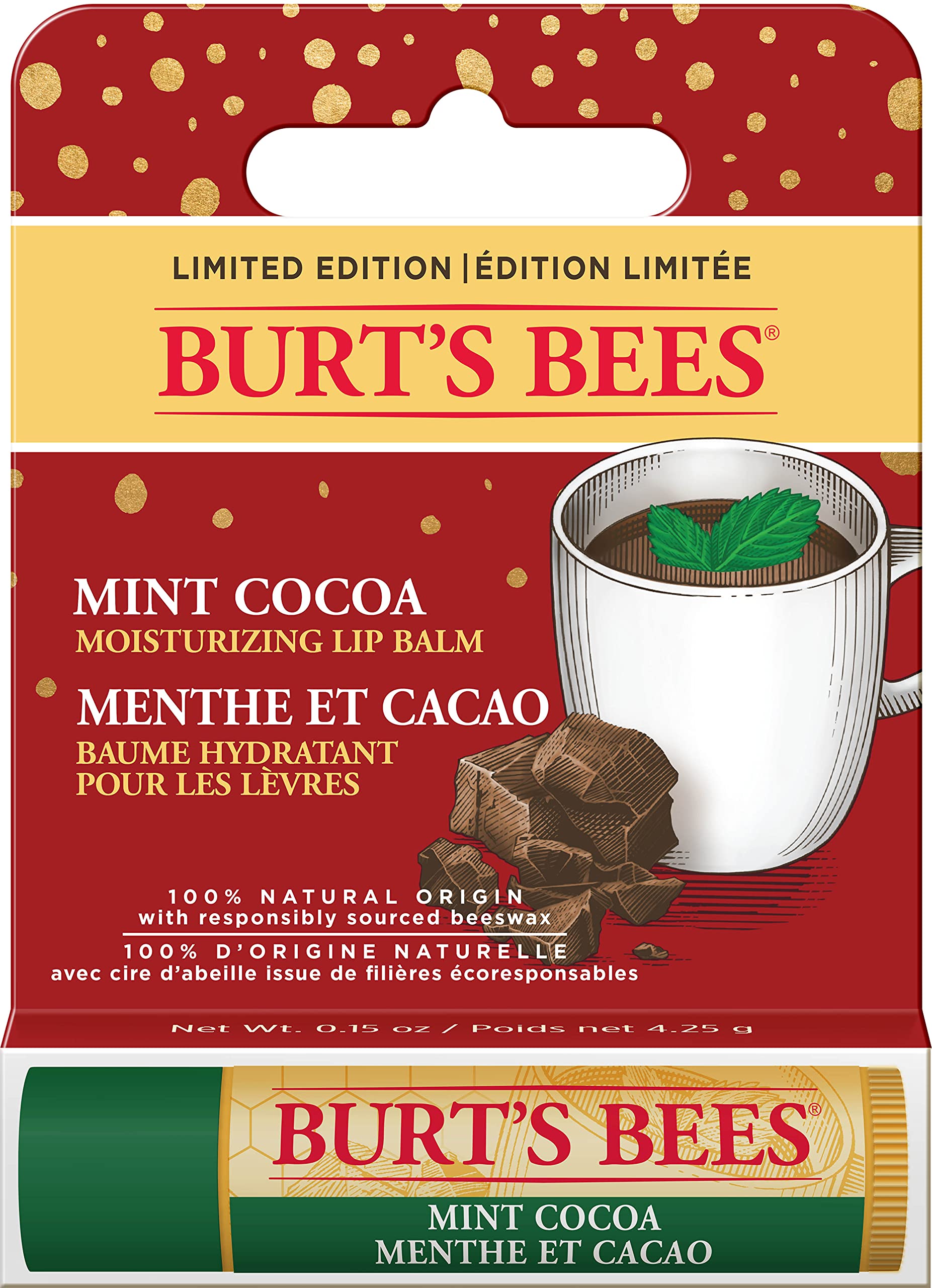 Burt's Bees® 100% Natural Origin Moisturising Lip Balm, Mint Cocoa — image 1