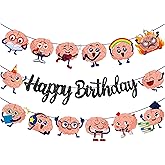 3Pcs Brain Birthday Party Banners Black Brain Birthday Party Decorations Funny Brain Theme Banner Garlands for Brain Theme Party Baby Shower Supplies