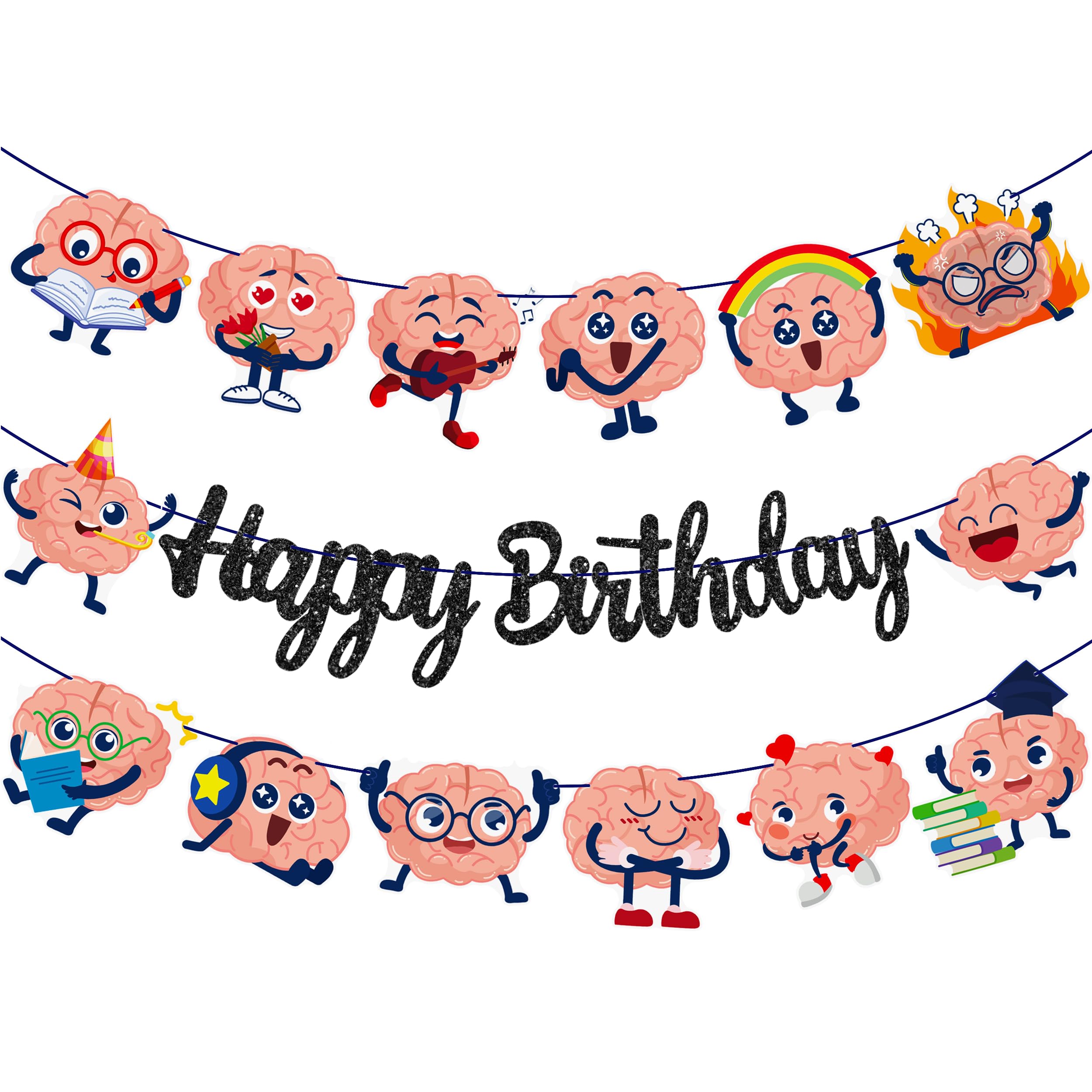 Photo 1 of 3Pcs Brain Birthday Party Banners Black Brain Birthday Party Decorations Funny Brain Theme Banner Garlands for Brain Theme Party Baby Shower Supplies