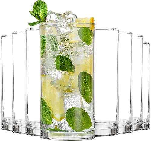 KICHLY Plastic Glasses, Pack of 8, 16 Ounce Capacity Each, Reusable Plastic Tumblers, BPA-Free Drinking Glasses for Water, Juices, Iced Beverages, Durable Cups for Indoor & Outdoor Use