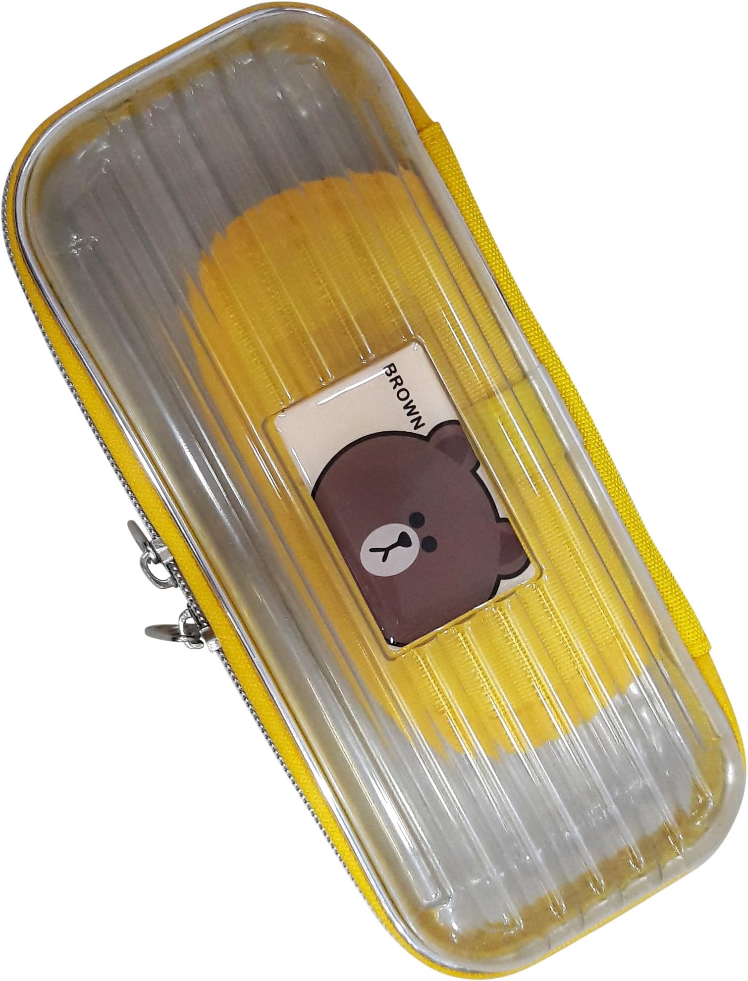 Wise Guys Trendy Zipper Hard Case Pencil Pouch Box / Multipurpose Organizer Case for Kids - Transparent & Yellow