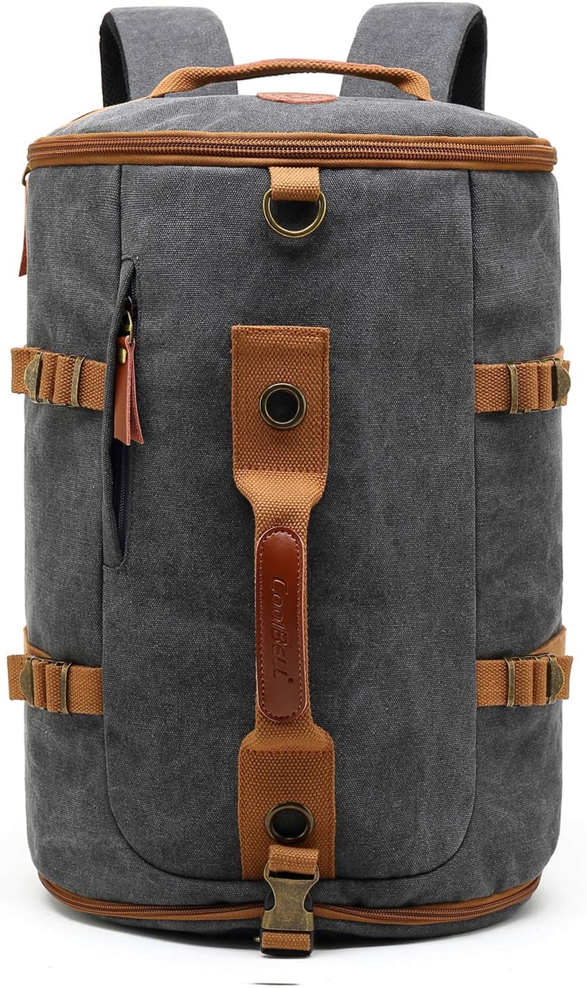 CoolBELL Sport Backpack Convertible Bag Shoulder Bag Briefcase 42L Travel Knapsack Light-Weight Water-Resistant Backpack Sport Duffel Fits 17.3 Inch Laptop for Men/Women (Canvas Dark Grey)