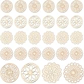 CHGCRAFT Brass Filigree Charms Connectors Flat Links Golded Hollow Filigree Pendant for DIY Bracelet Earring Necklace Jewelry Making