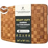 Extra Large Bamboo Cutting Board with Non Slip Feet and Over Sink Butcher Block Chopping Board Nice Solid Thick Wooden Juice Groove Big Xl XXl xlarge Kitchen Counter Organic Best Hardwood