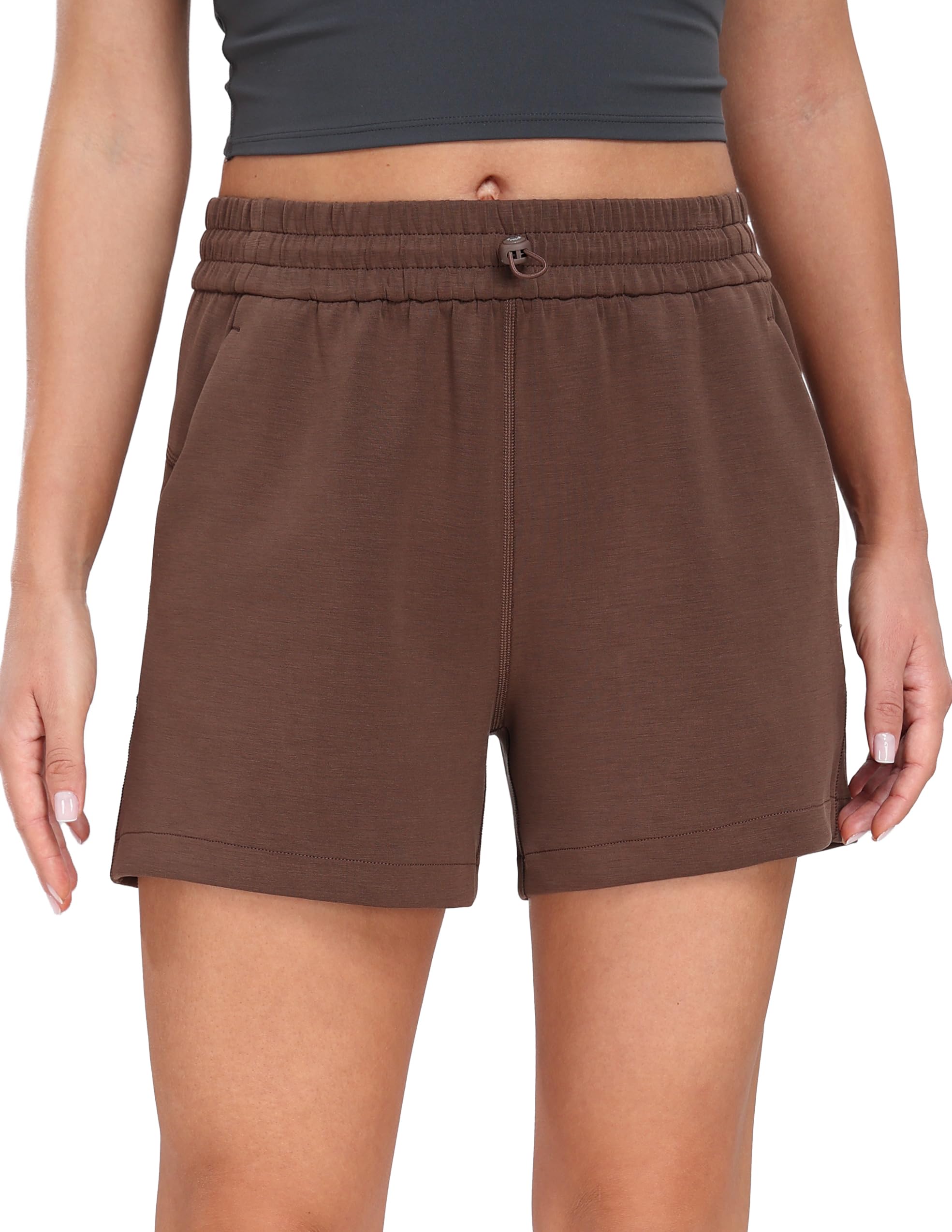 Photo 1 of Colorfulkoala Women's High Waisted Ultra Soft Athletic Jersey Shorts Casual Summer Lounge Pants with Pockets (XS, Cocoa)