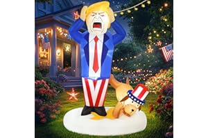 Boveco 6FT 4th of July Inflatable Patriotic Independence Day with Dog President Lighted Blowup Party Funny Decoration for Outdoor Indoor Home Celebration Garden Yard