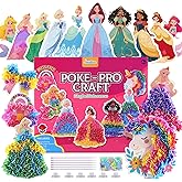 JMMICO Poke in Pro Art Kits for Girls, Poke Art for Kids Ages 4-8, 10 PCS Princesses & 5 PCS Decors, No Mess DIY Princesses Craft, Valentine's Day Gifts for 4 5 6 7 8 9 10 Year Old Girls & Boys