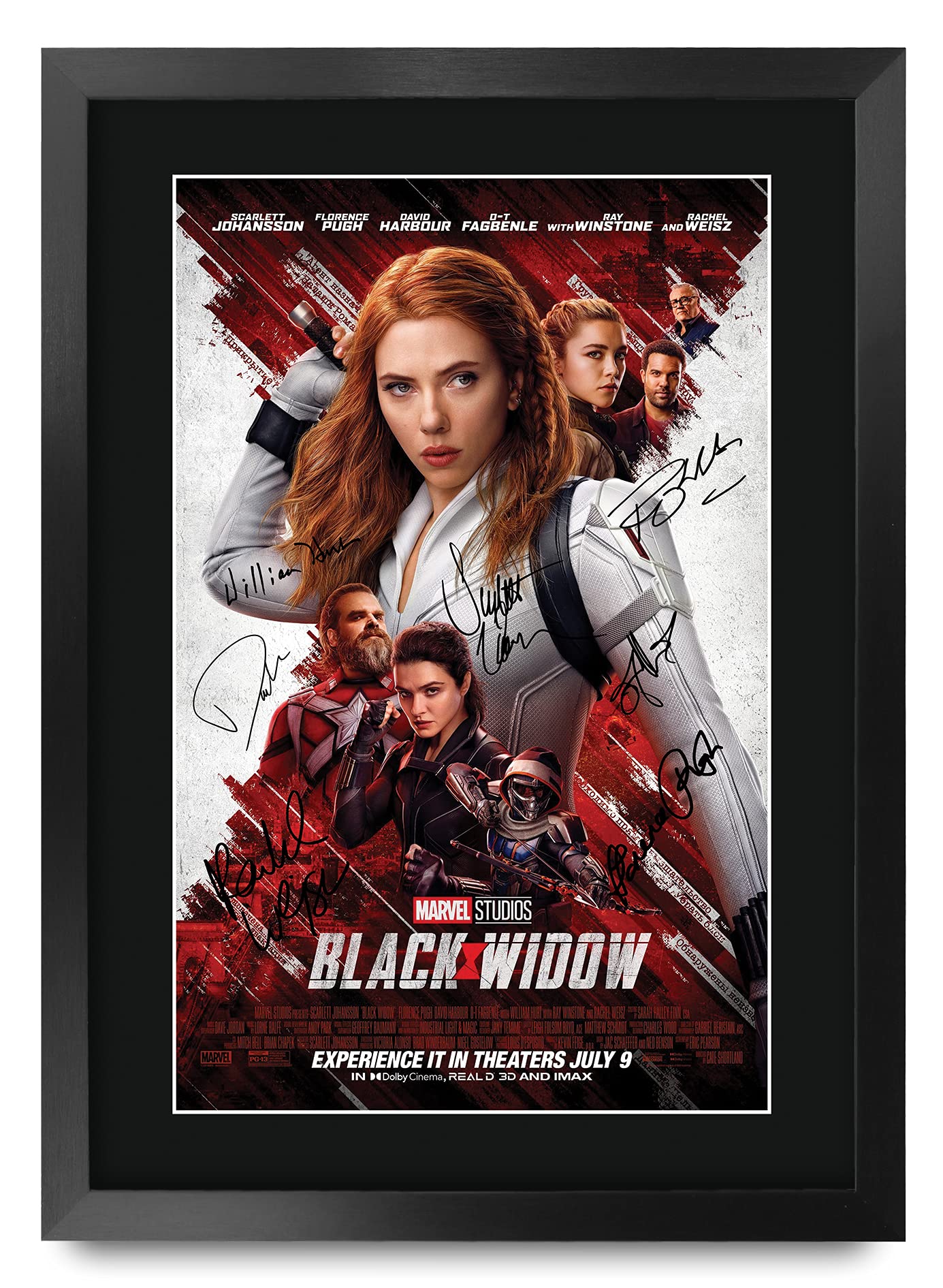 HWC Trading Black Widow Gifts Printed Signed Autograph Picture for Movie Memorabilia Fans - A3 Framed