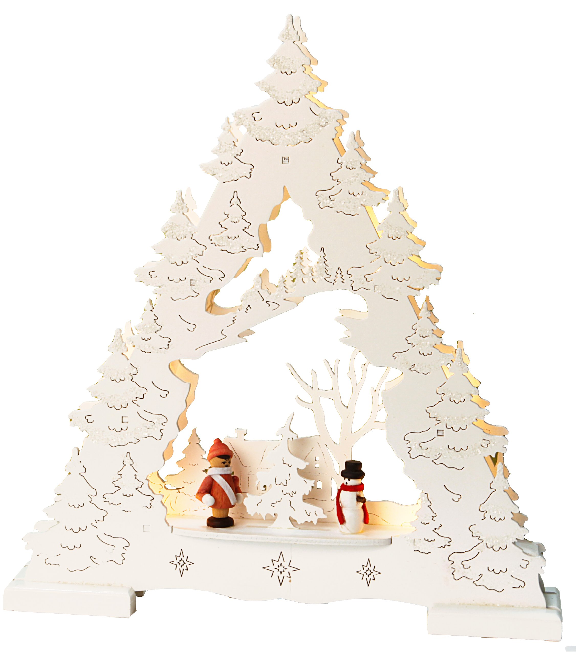 Star 270-25 28 x 26 cm Tree with Glitter Battery 7 Warm White LED Candle Stick, White