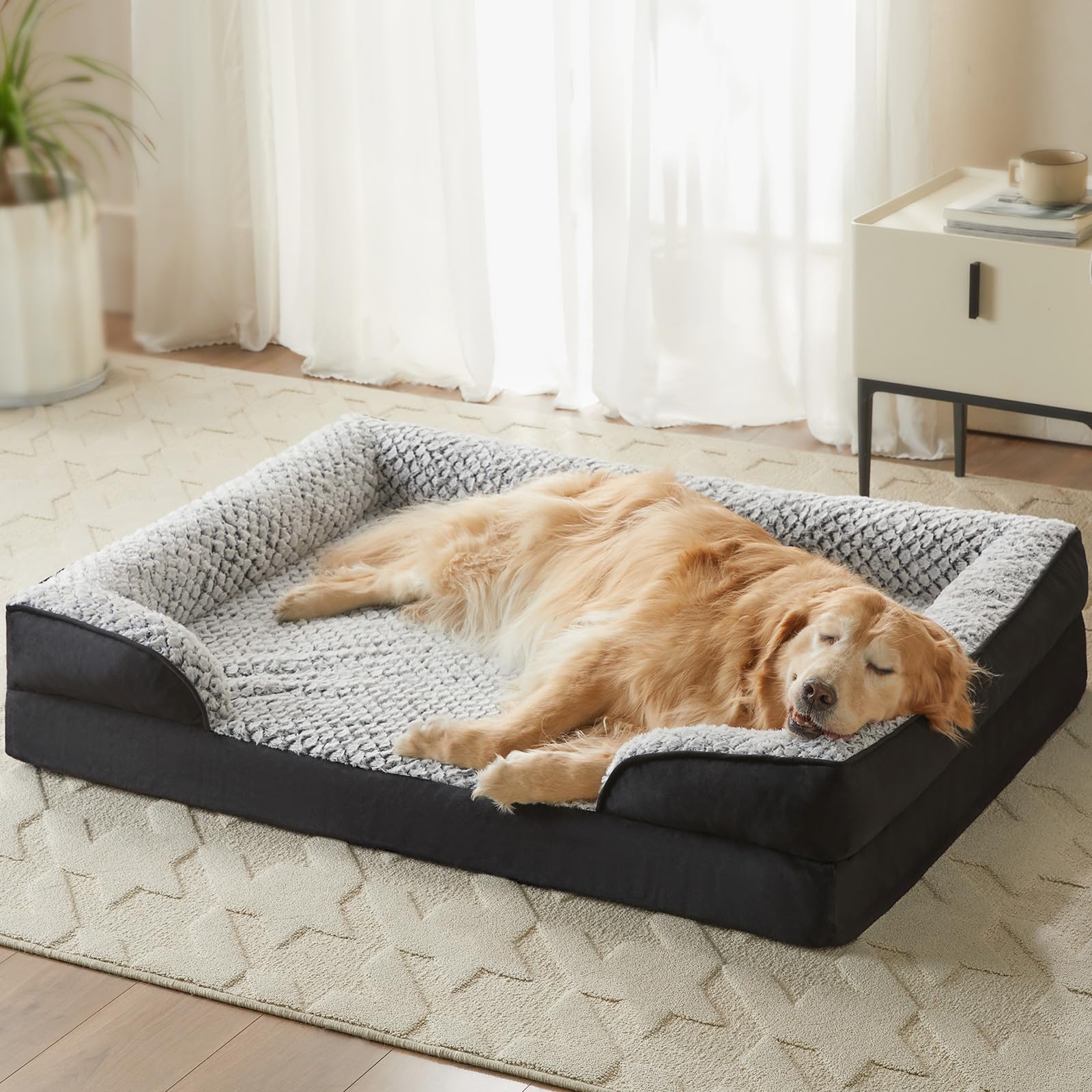 Photo 1 of LEXTRO Orthopedic Dog Bed for Large Dogs, Egg Crate Foam Bed for Large Dogs, Equipped with Removable Waterproof Pillow Cover and Anti-Slip Bottom, Pet Bed