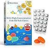 DAIKEN Kids High-Concentration Omega-3 Fish Oil Gummies, No Sugar Added, Individually Wrapped, 300 mg Omega-3 (DHA & EPA) with Vitamin D3, 30 Count, Tropical Fruit Flavor, Norwegian Sourced