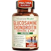 Glucosamine Chondroitin MSM Joint Support Supplement for Women &amp; Men 90 Ct | Shellfish-free Glucosamine Sulfate 1500mg, 65% Boswellia Extract, 4:1 Turmeric Extract &amp; Quercetin - Joint Health &amp; Mobility