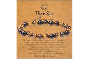 MAIBAOTA Healing Crystal Bracelet for Women Men, 8 mm Natural Stone Beaded Bracelets, Round Gemstones Stretch Bracelet, Crystal Jewelry Gifts for Women Men