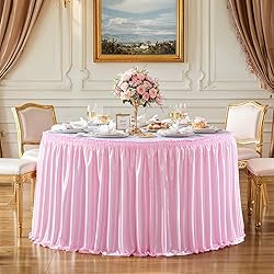 9ft Lenght Glitter Pink Table Skirt for Rectangle