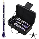 MoResolune Bb Clarinet, Purple B Flat Clarinet for Student Beginner | Nickel-Plated with Case and Stand Musical Instrument for School Band