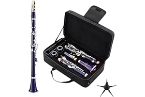 MoResolune Bb Clarinet, Nickel-Plated B Flat Clarinet for Student Beginner with Case and Stand Musical Instrument for School Band (Purple)