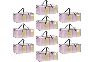 VENO 10 Pack Moving Bags Extra Large Storage Bags for College Move-In, Heavy-Duty Storage Totes, Packing Boxes, and Wardrobe Moving Supplies - Durable Laundry Bags for Clothes (Clear, 10 Pack)