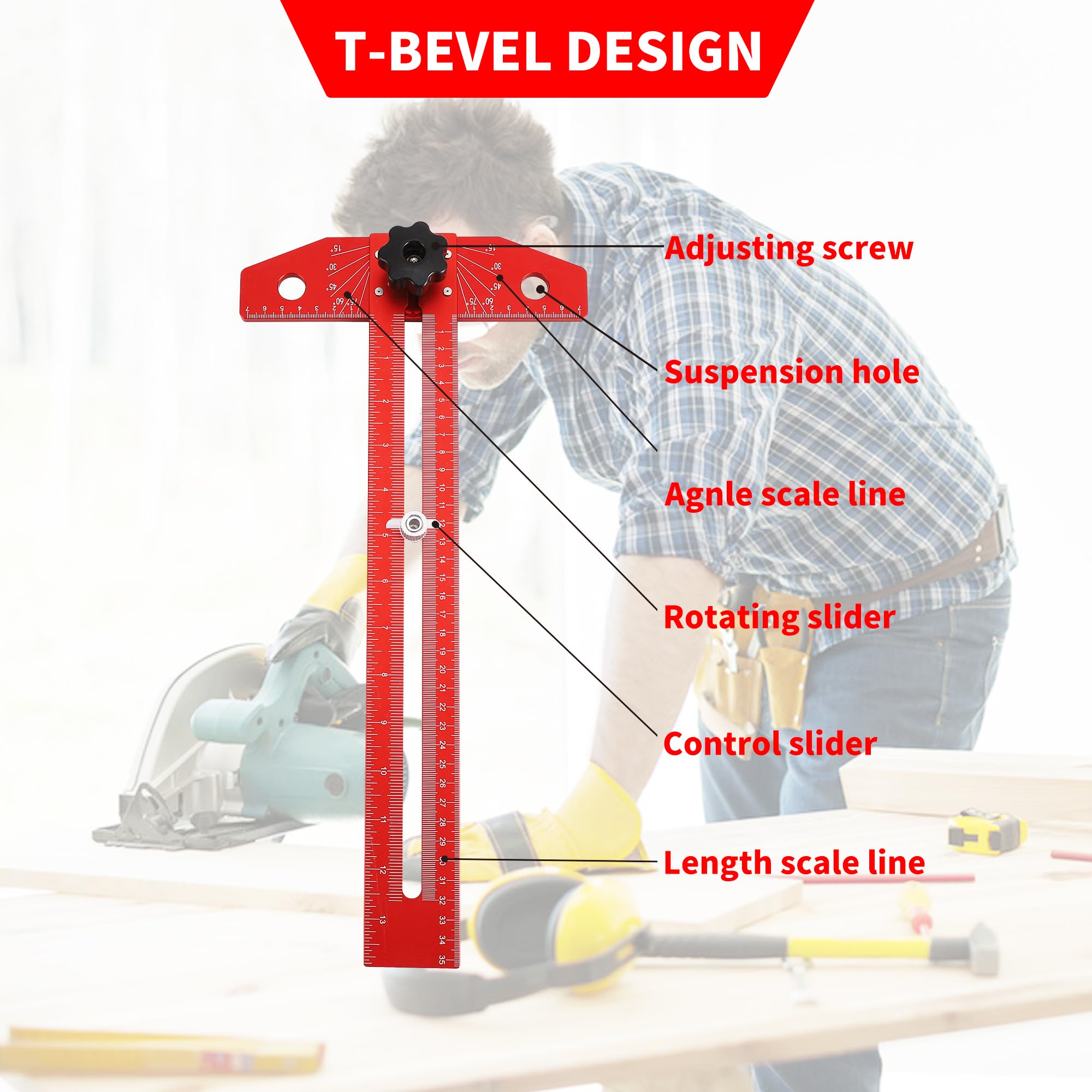 Mua 16 Inch Woodworking Scriber Marking Line Ruler, Aluminum Alloy ...