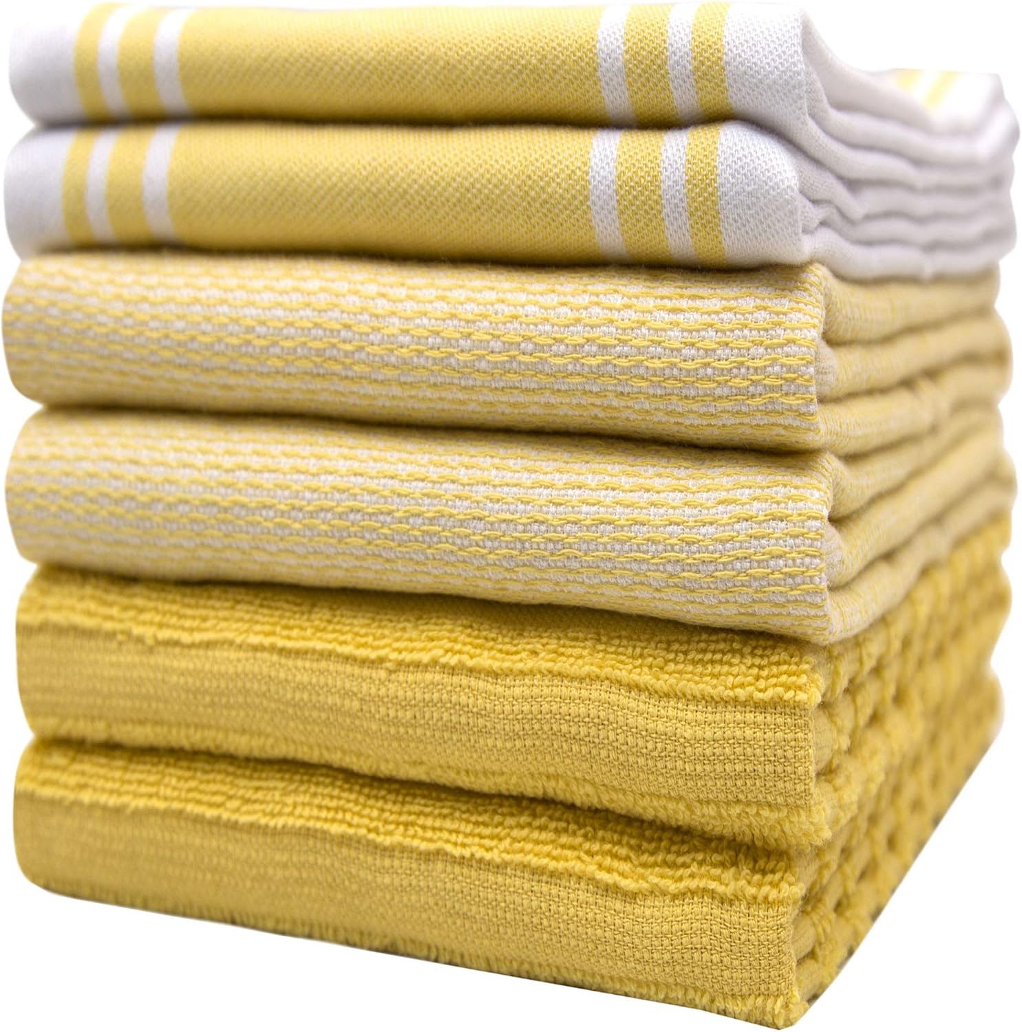 Premium Kitchen Towels 6 Pack, Yellow, 50 x 70 cm