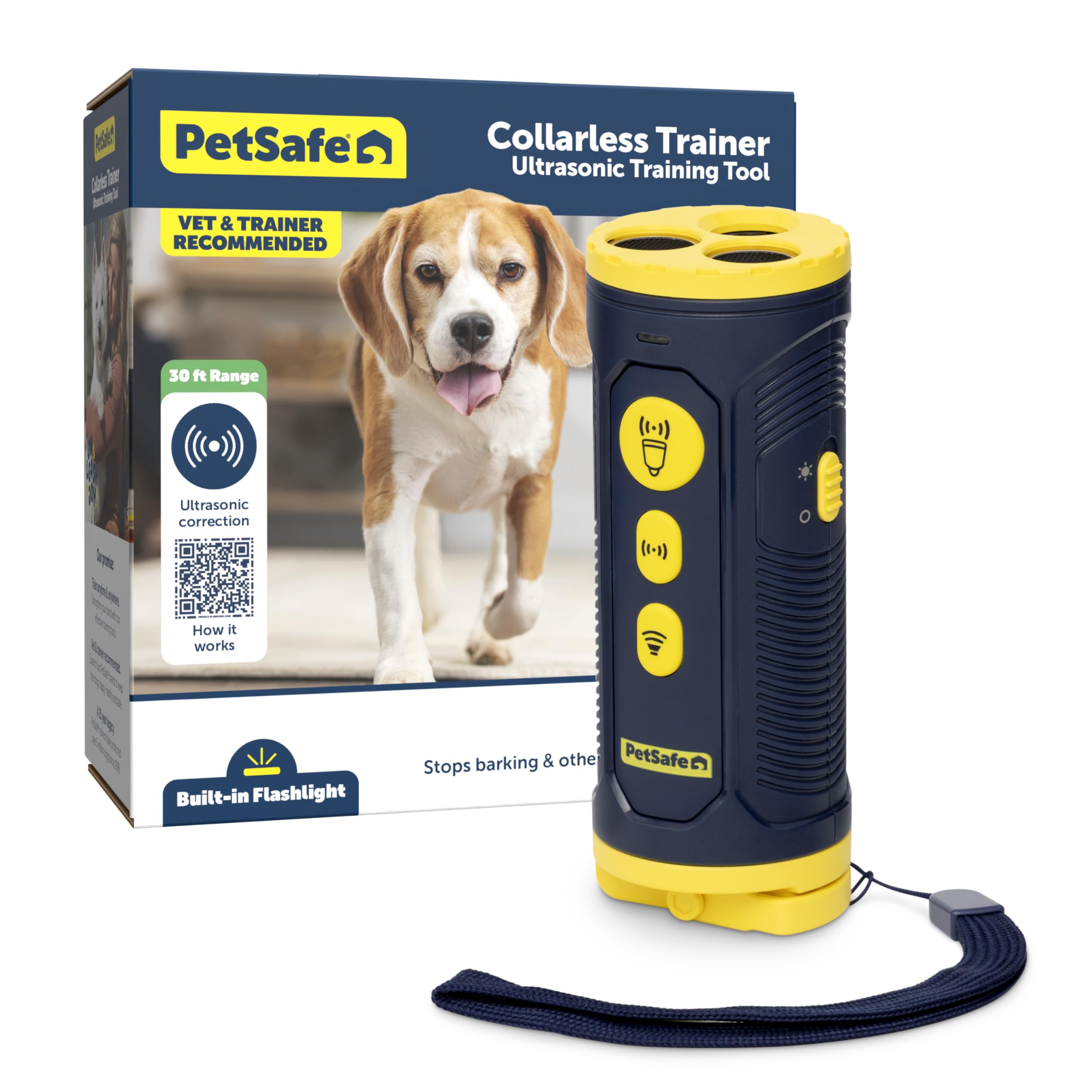 Photo 1 of PetSafe Collarless Trainer – Ultrasonic Bark Deterrent – Handheld Anti Bark Device – High-pitched Sound, Flashing Light and Variable Tone – Rechargeable Battery – Flashlight – Wrist Strap