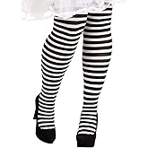 Fun Costumes Plus Size Black/White Striped Women's Tights Plus