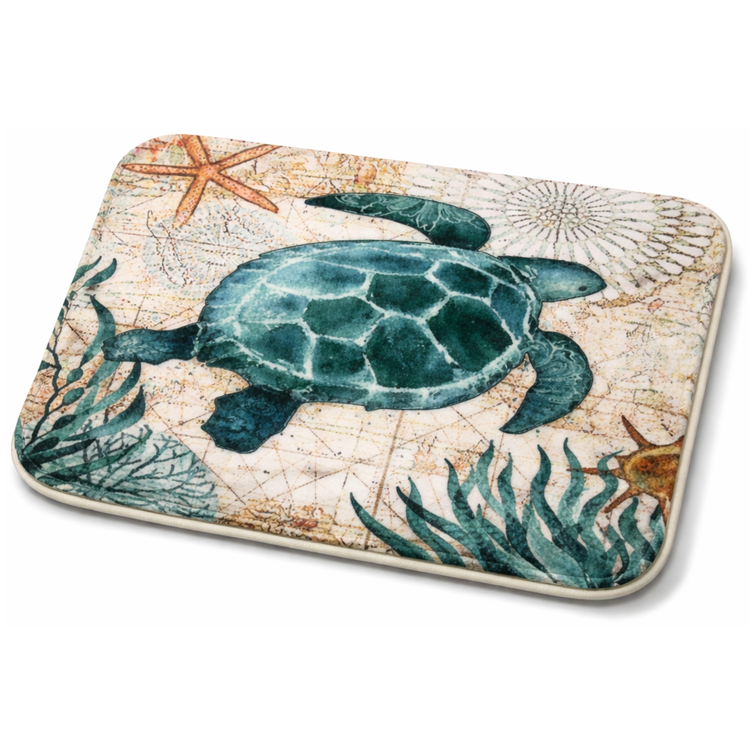 Adalex Global Sea Animals Bath Mat - 40x60cm Bathroom Mat Memory Foam- Non-Slip Cute Bath Mats for Toilet and Shower - Soft and Absorbent Bath Rug (Turtle)