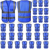 Safety Vests,Hi Vis Vest Reflective Vest with 5 Pockets and Zipper for Men Women, Neon Working Vest for Outdoor One Size