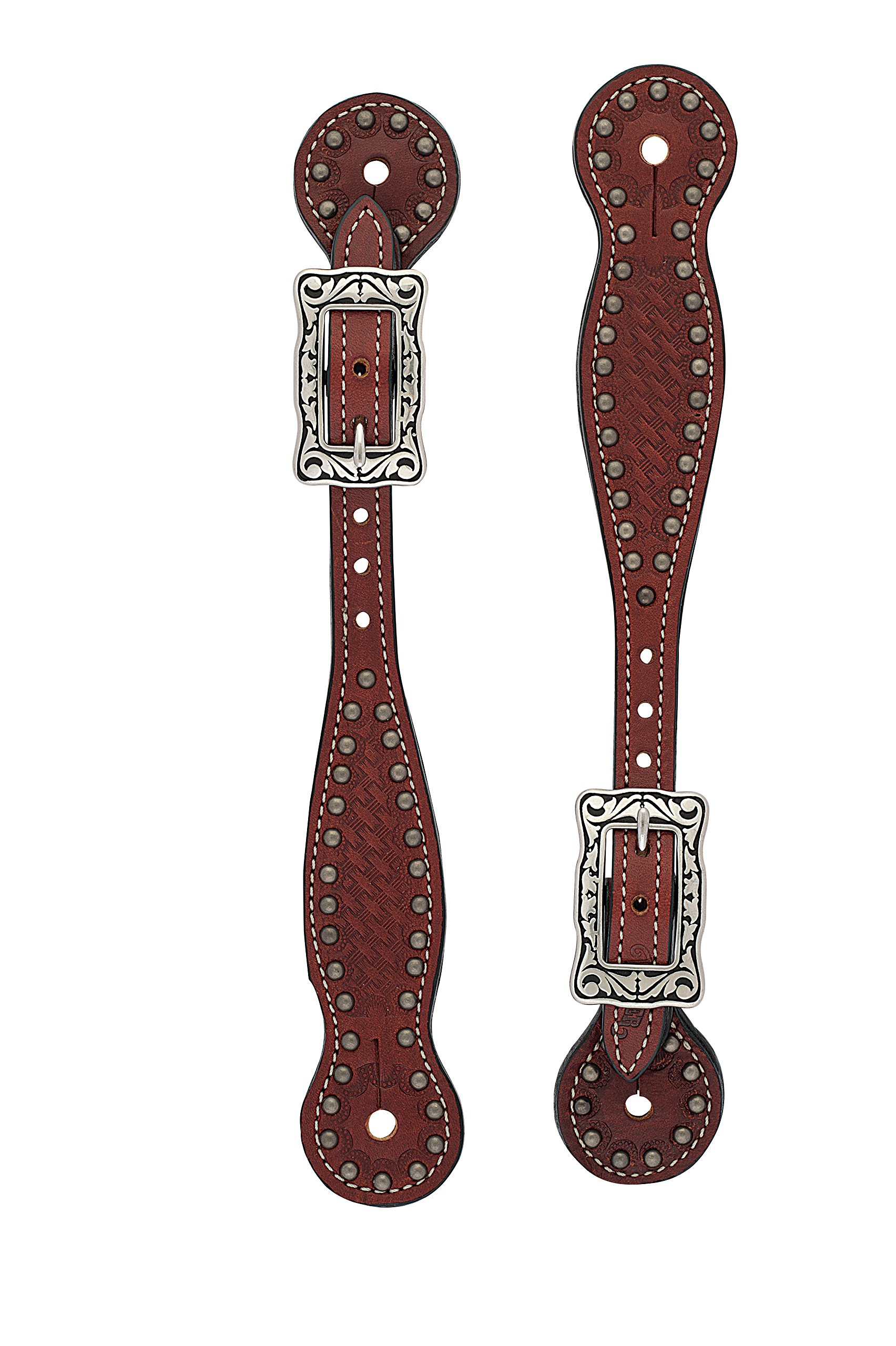 Weaver Leather Basketweave Bridle Leather Spur Straps, Chestnut