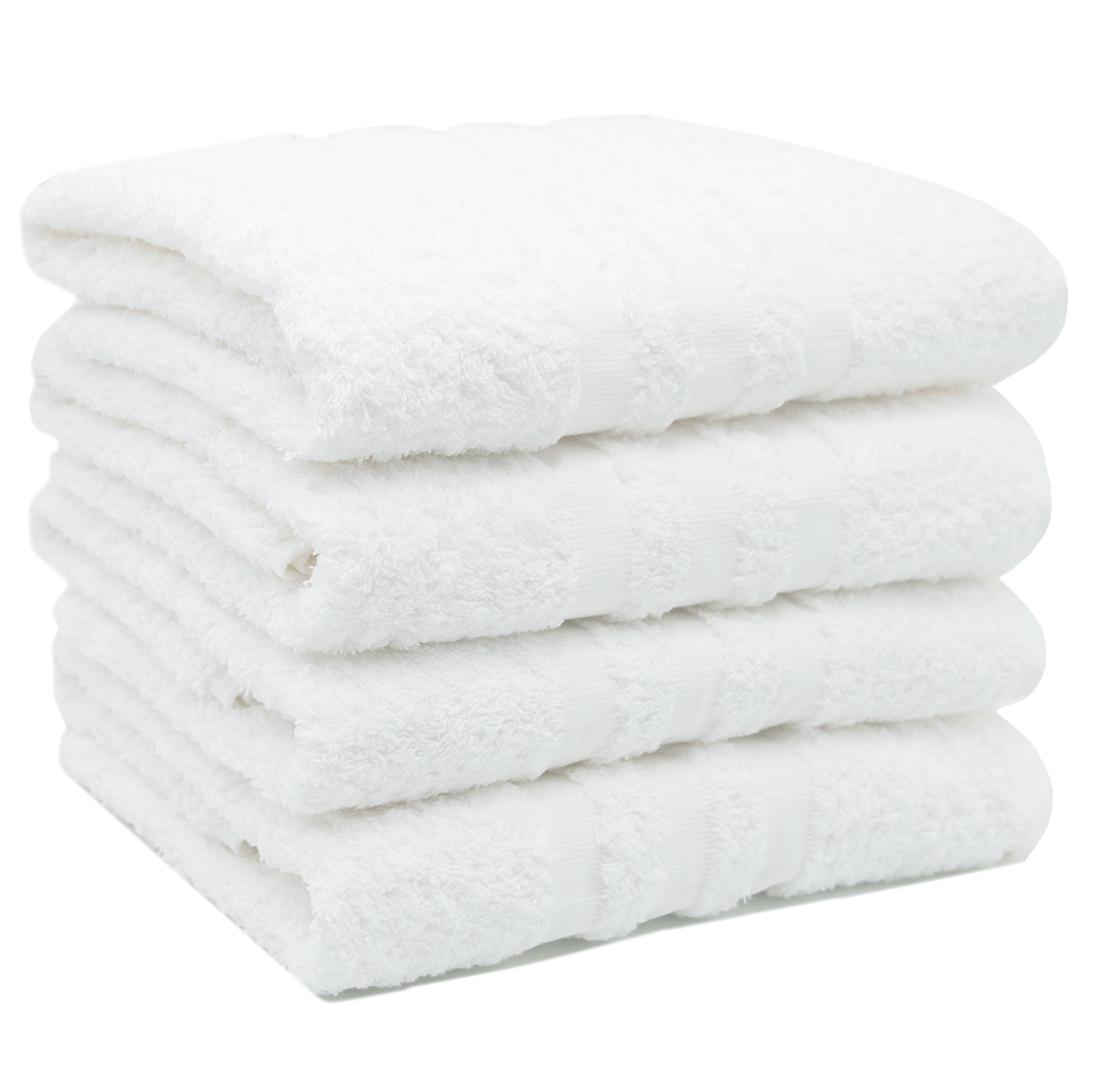 ZOLLNER hand towel set of 4, 50x100 cm, 100% cotton, white
