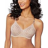 Bali Women's Underwire Lace Bra, Lace 'N Smooth Bras for Women, Stay-in-Place Straps, Full Coverage