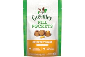 Greenies Pill Pockets for Dogs Large Size, Soft Dog Treats, Chicken Flavor, 7.9 oz. Pouch (30 Treats)