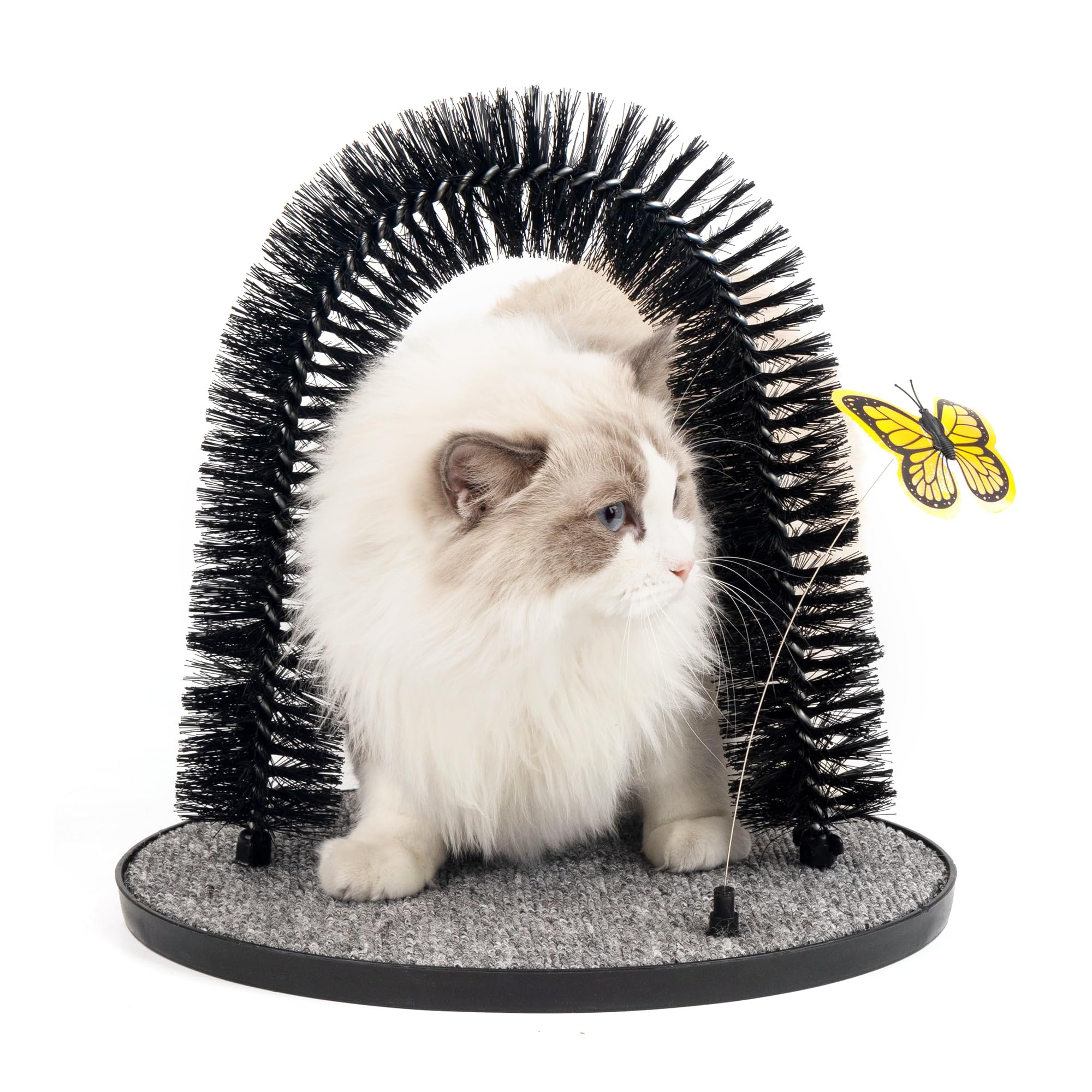 Photo 1 of Pet Prime 2in1 Cat Arch Self Groomer for Indoor Cats, Back Scratcher Grooming Massage Brush With Sturdy Scratching Pad, Durable Brusher and Butterfly Toy