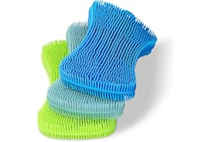 Geloo.Silicone Sponge Dish Brush, Double Sided Cleaning Brush for Dishes, Kitchen Gadgets and Accessories (3 Pack)