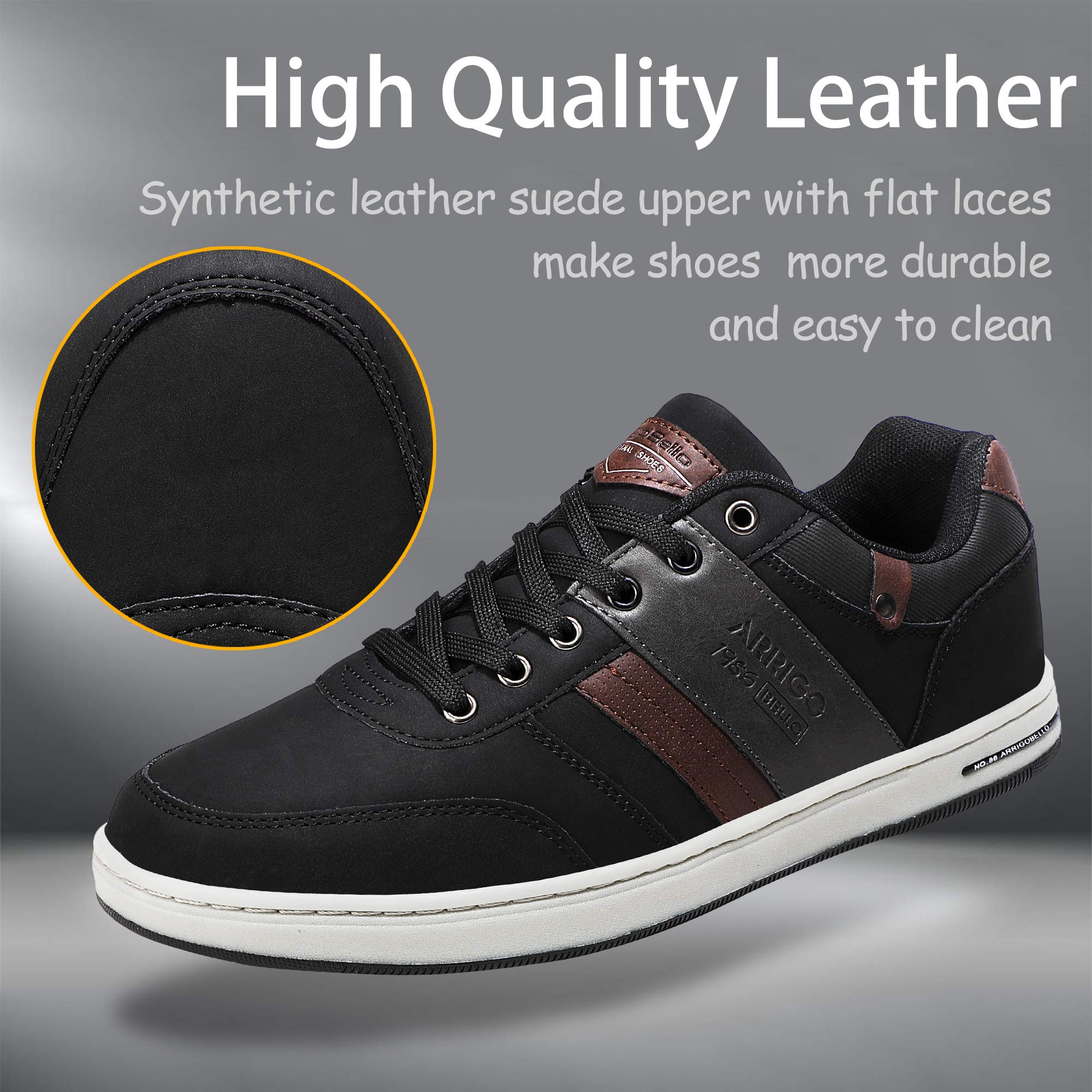 ARRIGO BELLO Freizeitschuhe Herren Sneaker PU Leder Walkingschuhe Atmungsaktive Athletic Formal Classic Sportschuhe 41-46, Mid Dunkelgrau, Größe 46 6