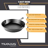 nuovva Pre-Seasoned Cast Iron Skillet 10in Frying Pan Oven Safe Black view 2
