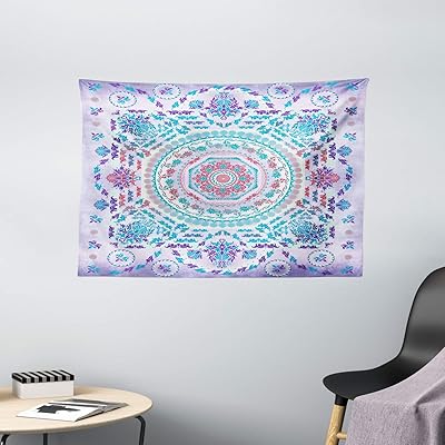 Buy Ambesonne Mandala Tapestry Medallion Design Floral Patterns And Leaves Boho Hippie Style Prints Wide Wall Hanging For Bedroom Living Room Dorm 60 X 40 Turquoise Purple Online In Kazakhstan B073h1681n
