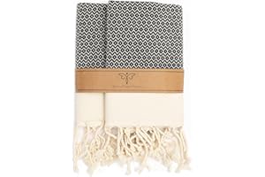 SMYRNA TURKISH COTTON Vintage Series Kitchen Dish Towels Pack of 2, Machine Washable Wash Cloths, Ultra Soft, Absorbent, Prew