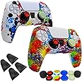 Silicone Skin for PS5, 2pcs Anti-Slip Shell Cover Case with 10 Joystick Grips, 2 Pairs L2 R2 for PlayStation 5 Controller