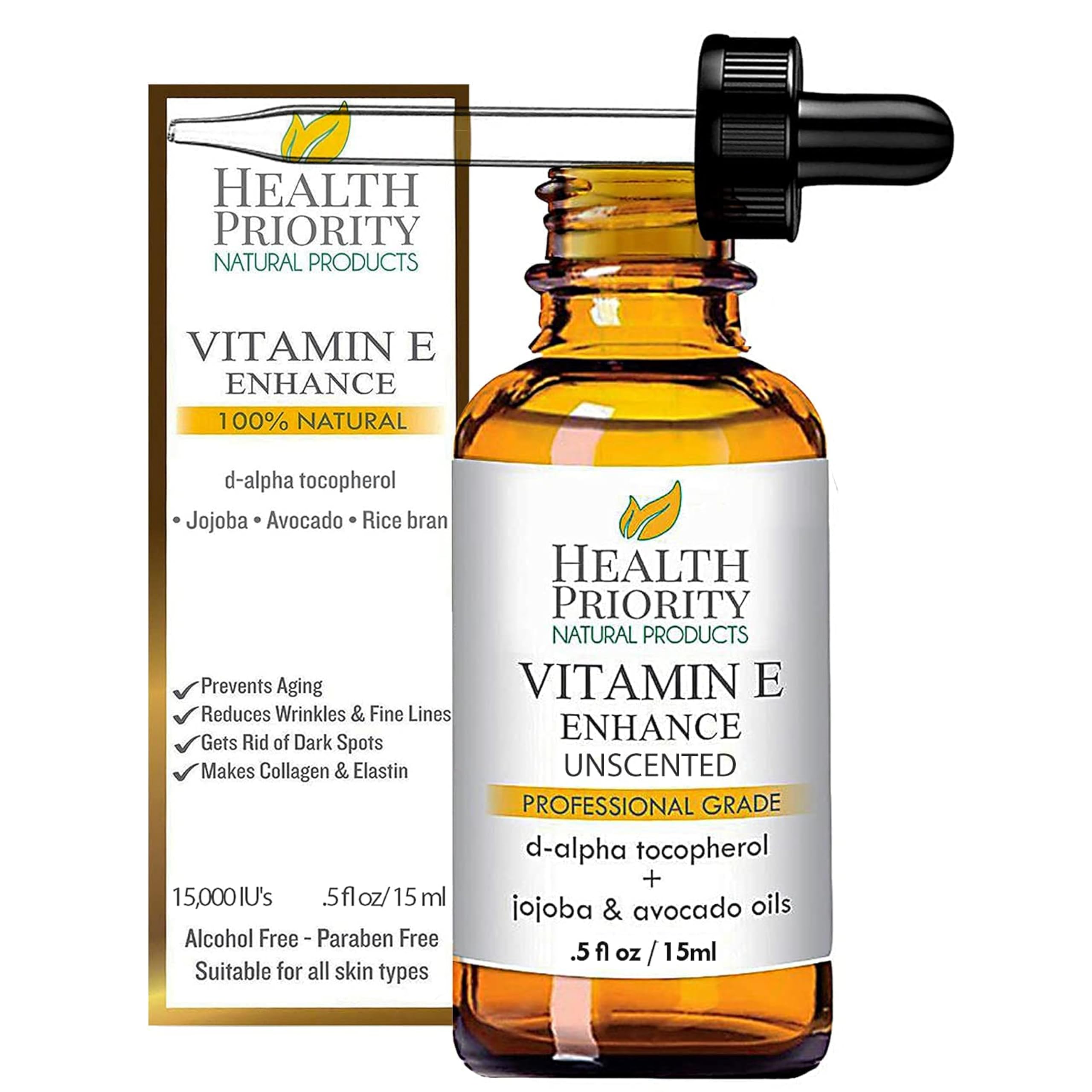100% Natural & Organic Vitamin E Oil For Your Face & Skin, Unscented - 15,000/30,000 IU - Reduces Wrinkles & Lightens Dark Spots Which Leaves Your Skin More Youthful. Not-Too-Thick Oil, Infused With Jojoba & Avocado Oil, Makes Your Skin Soft & NON Sticky. Makes Collagen and Elastin. Best Selling Vitamin E Oil Is Better Than Capsules! Finally Get The Results You've Been Looking For!100% Satisfaction GUARANTEED!