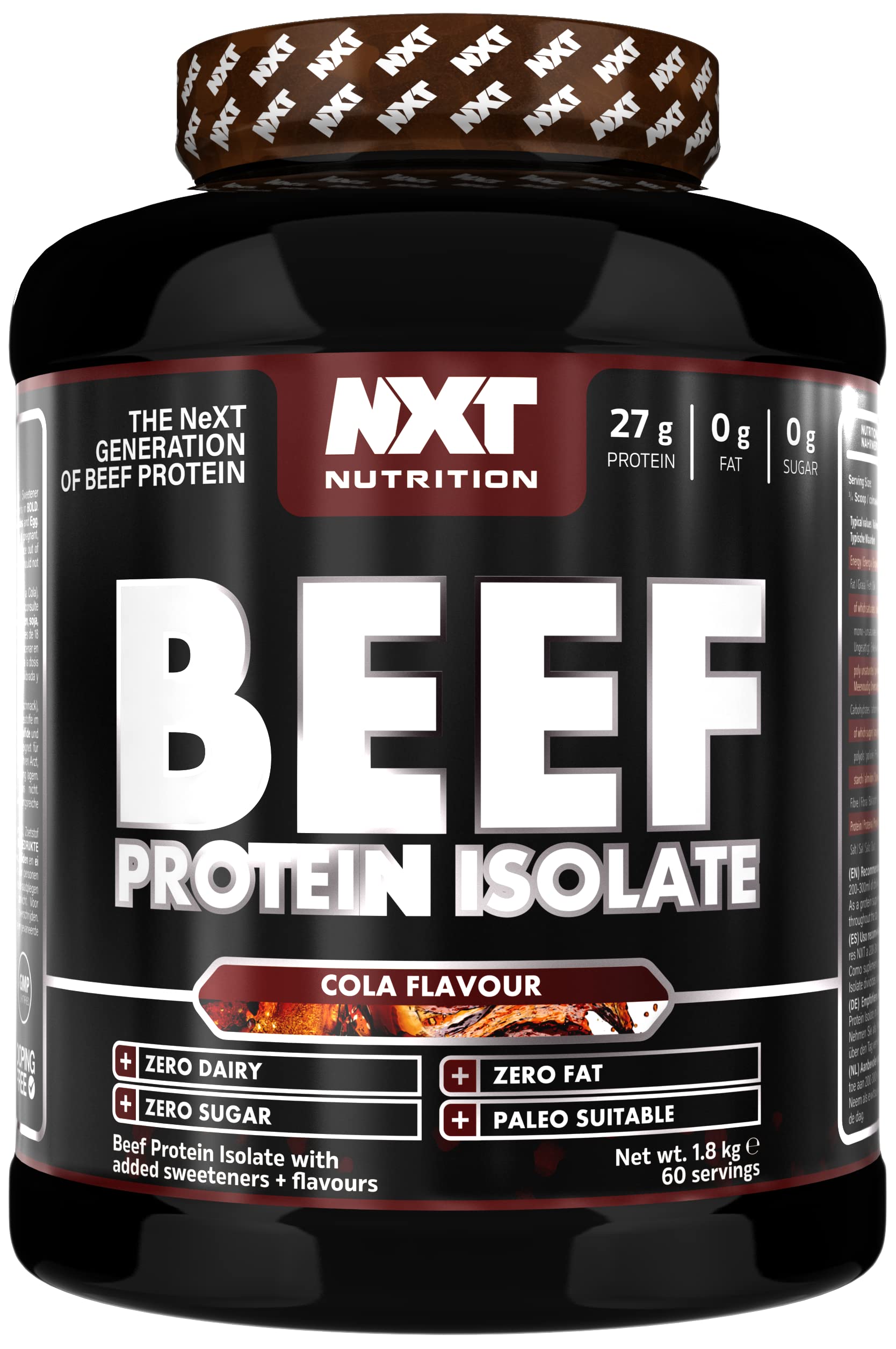 NXT Nutrition Beef Protein Isolate Powder - Protein Powder High in Natural Amino Acids - Paleo, Keto Friendly - Dairy and Gluten Free - Muscle Recovery | 1.8kg | Cola