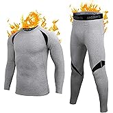 Muezna Men's Thermal Top and Bottom Set Underwear Long Johns Base Layer with Soft Fleece Lined