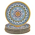 Certified International Portofino 11" Melamine Dinner Plate, Multi Colored, Large, Set of 6