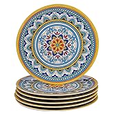 Certified International Portofino 11" Melamine Dinner Plate, Multi Colored, Large, Set of 6